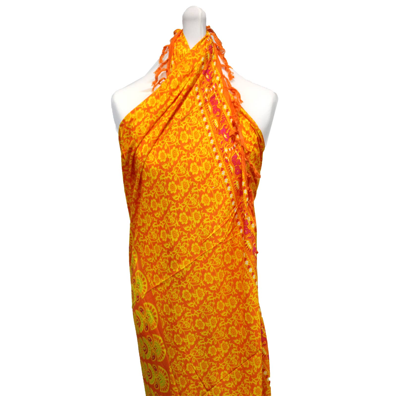 Ancient Wisdom - Wholesale Swim Cover Up - Women's - Lime Orange Mandala Sarongs3
