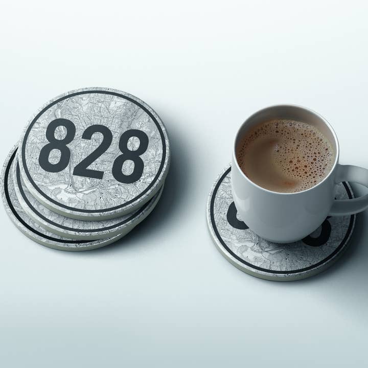 Asheville North Carolina netnummer 4 onderzetterset voor wholesale door Paperfinch Design