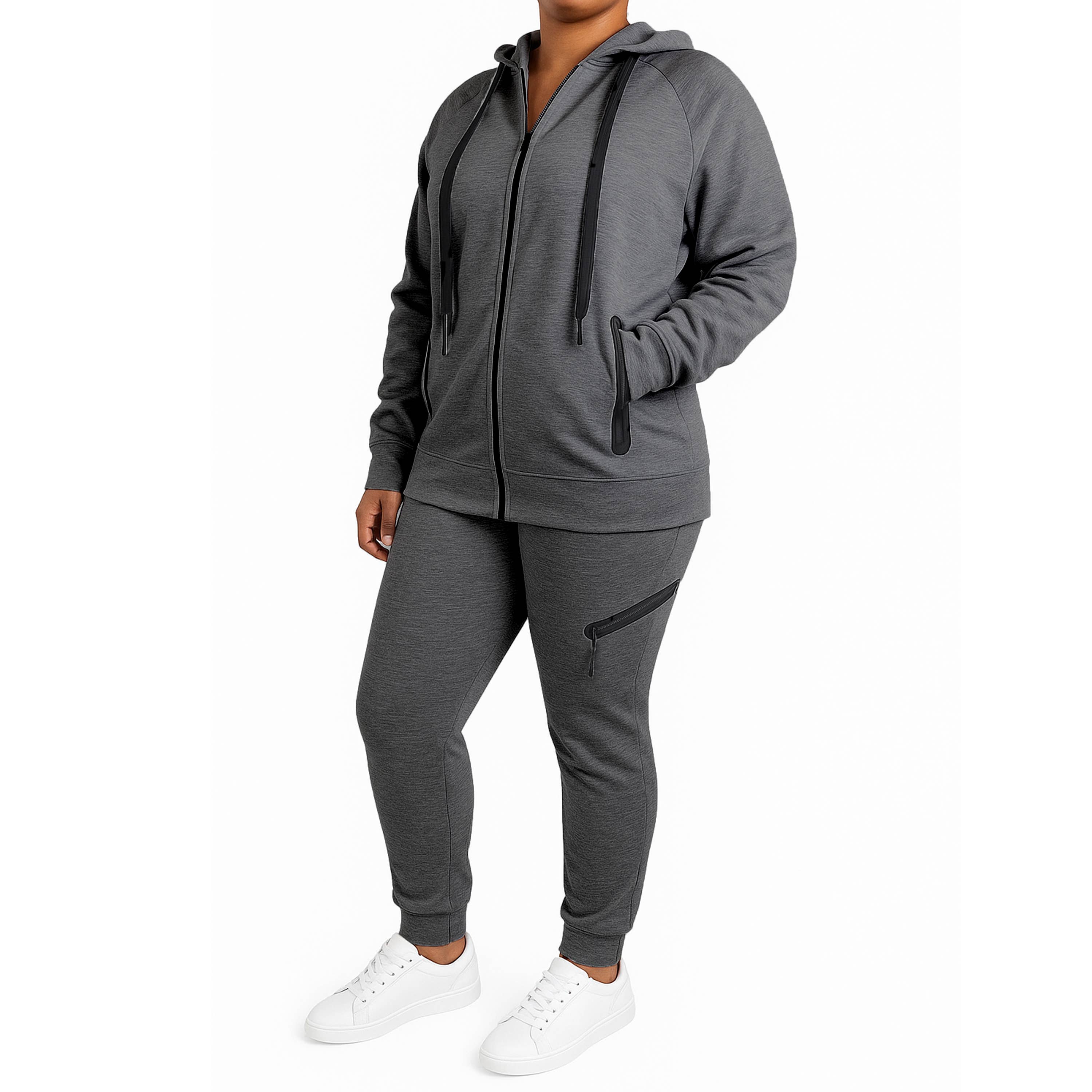 Galaxy By Harvic - Venta al por mayor Conjunto de ropa cómoda - Mujer - Conjunto de sudadera con capucha y jogger de forro polar técnico de ajuste holgado para mujer, 2 piezas1