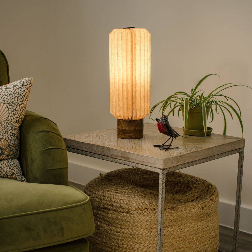 Arthur Cameron - Wholesale Accent/Desk Lamp - Abner - Modern Table Lamp - Cotton Shade - Wooden Base1