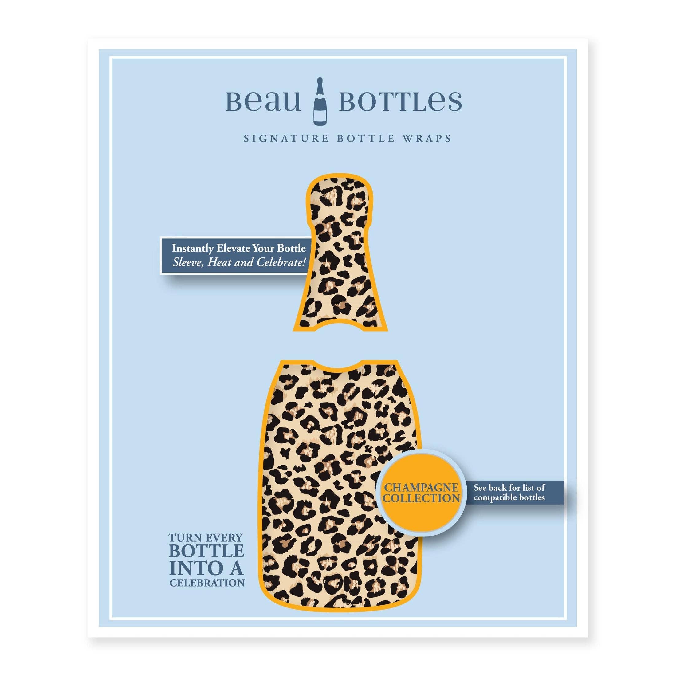 Beau Bottles - Vente Pochette cadeau pour bouteille de vin - Beau Bottles Tan Leopard - Collection Champagne5