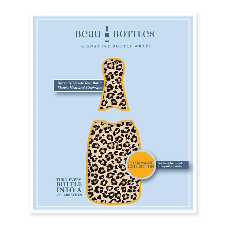 Beau Bottles - Vente Pochette cadeau pour bouteille de vin - Beau Bottles Tan Leopard - Collection Champagne5