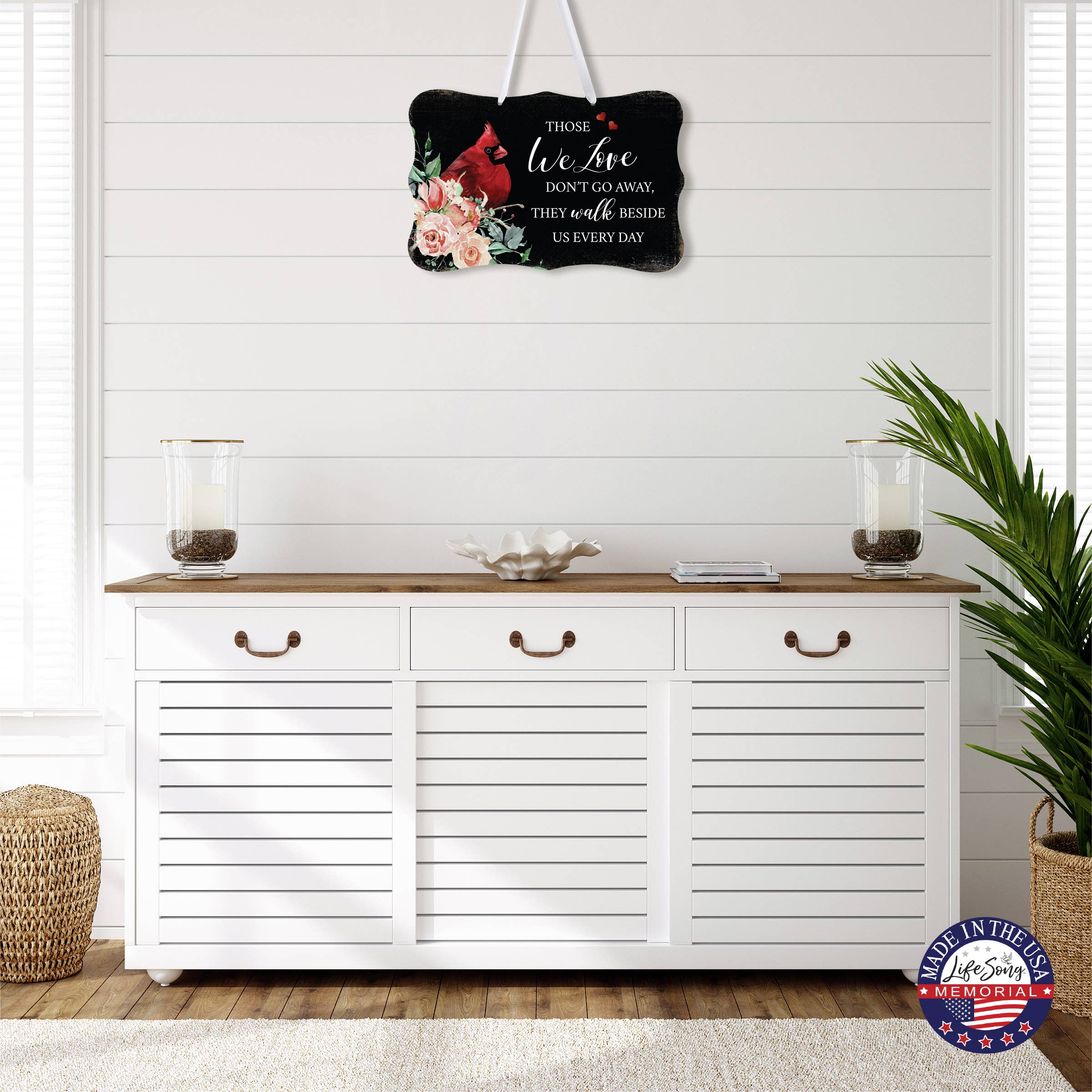 LifeSong Milestones - Wholesale Wall Sign - Sympathy Cardinal Ribbon Sign: Those Who We Love5