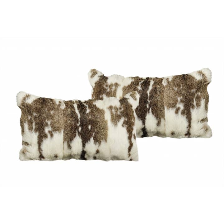 HomeRoots - Wholesale Throw/Decorative Pillow - Set Of Two Brown And White Rabbit Natural Fur Throw Pillows2