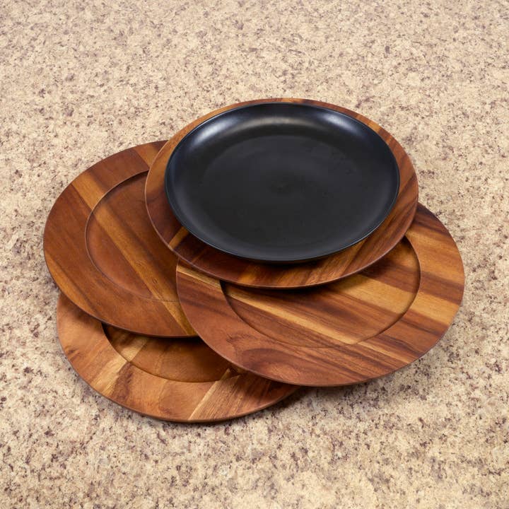 Kalmar Home - Wholesale Charger plate - Set of 4 Acacia Wood Charger Plates2