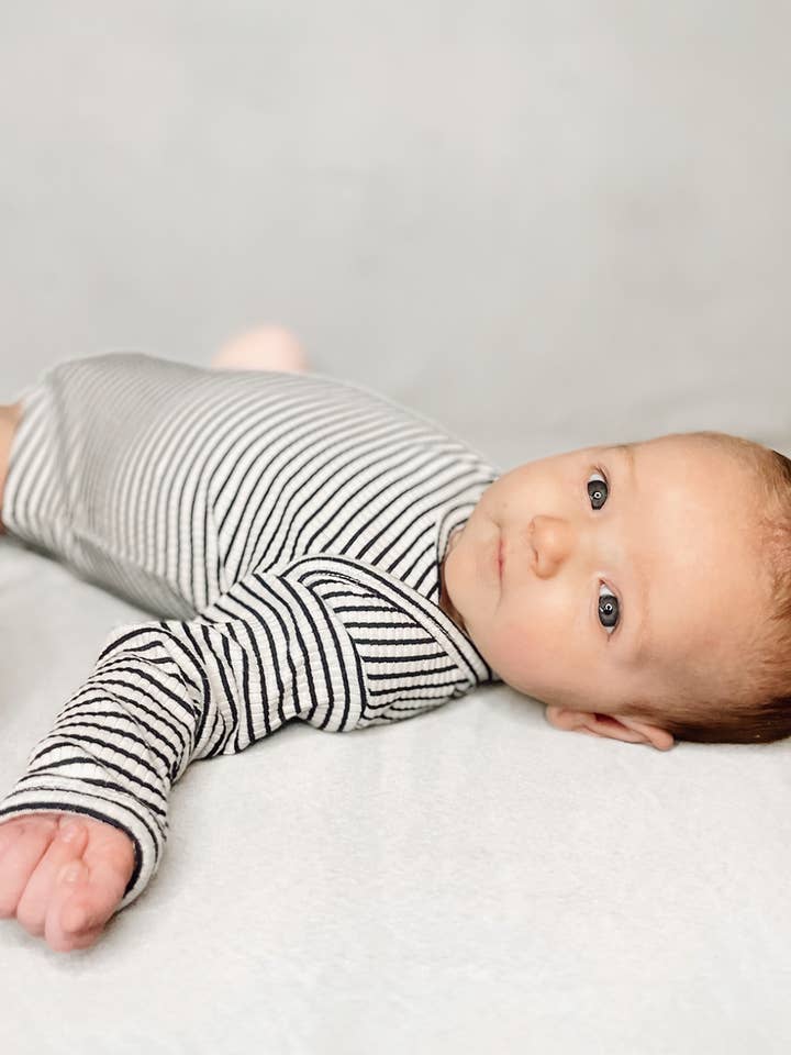 Black Stripe / Organic Ribbed Long Sleeve Bodysuit for wholesale by SIIX Collection