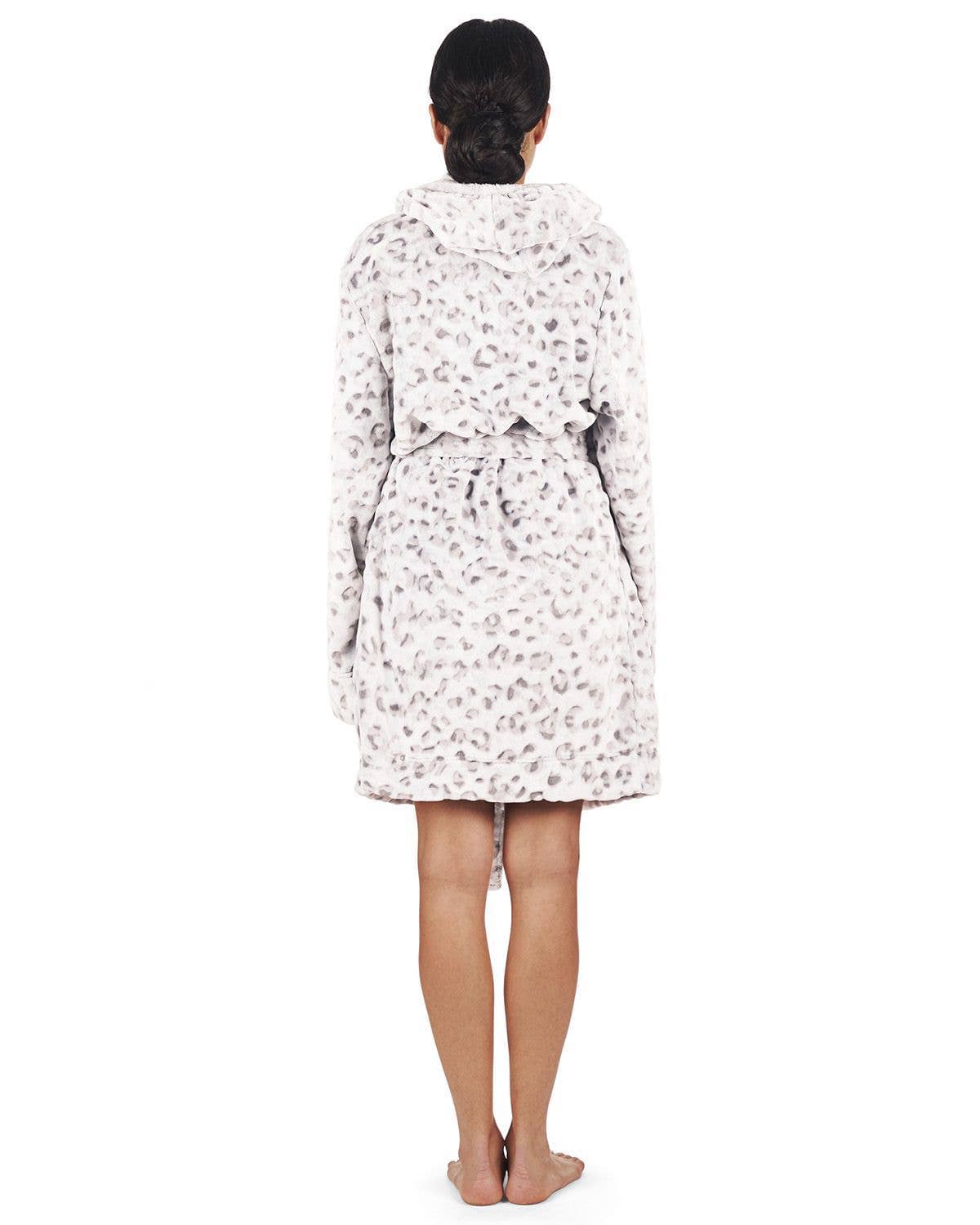 Gray Leopard Plush Robe for wholesale on Faire2