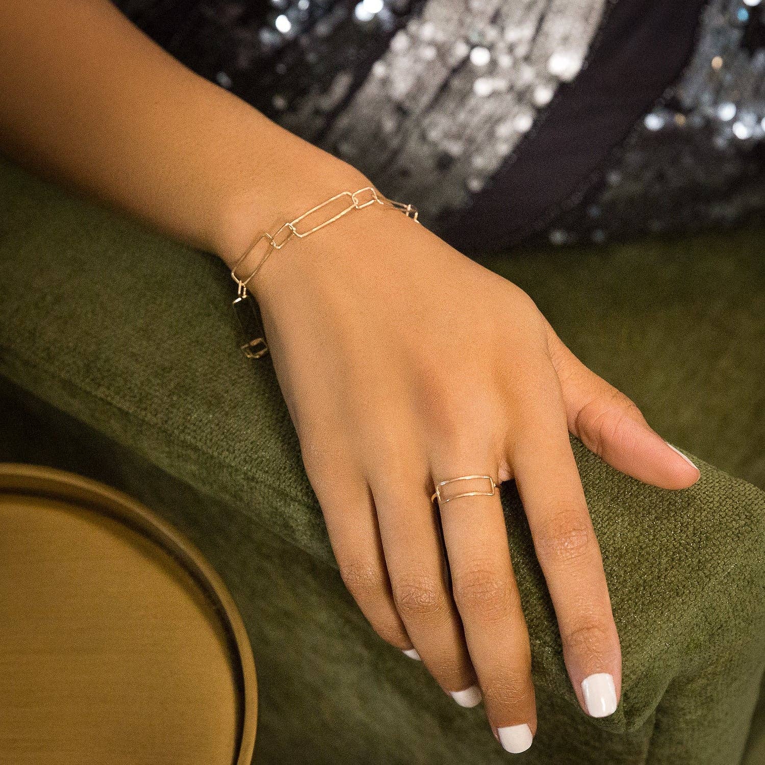 Laura J Designs - Vente Anneau/bague à empiler - Bague rectangulaire délicate5