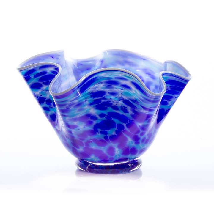 Clink Glassworks – wholesale Birthday card – Fluted Bowl - White with Cobalt & Aqua
