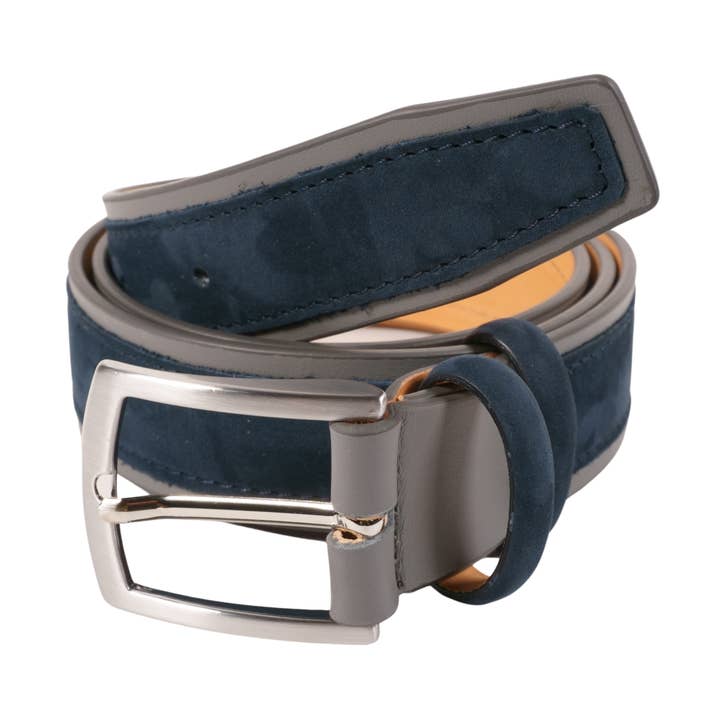 Cinturón deportivo para hombre gris y azul nubuk para venta al por mayor de Tailorbelt