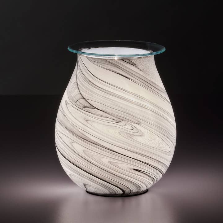 Sienna Glass - Wholesale Wax Warmer - Wax Melt Warmer - Black & White