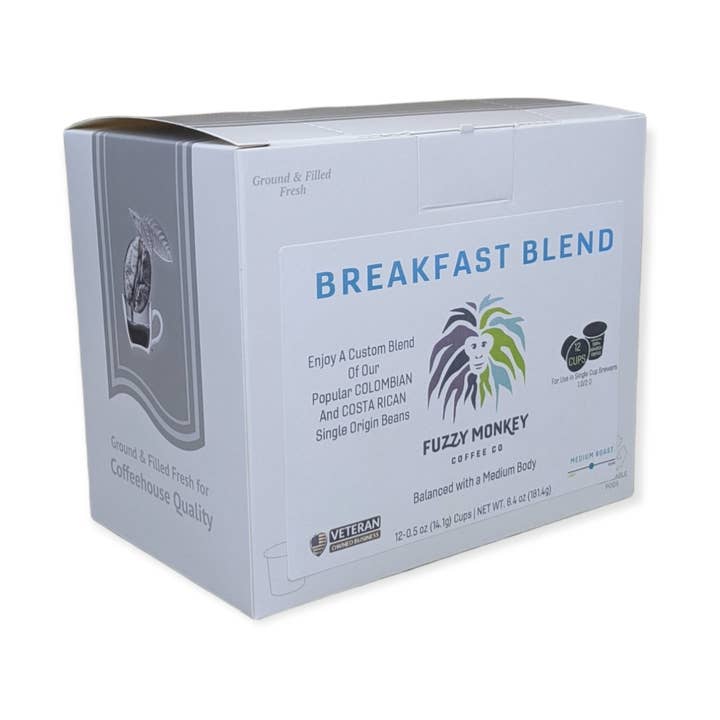 Breakfast Blend - Single Serve Pods for wholesale by Fuzzy Monkey Coffee Co.