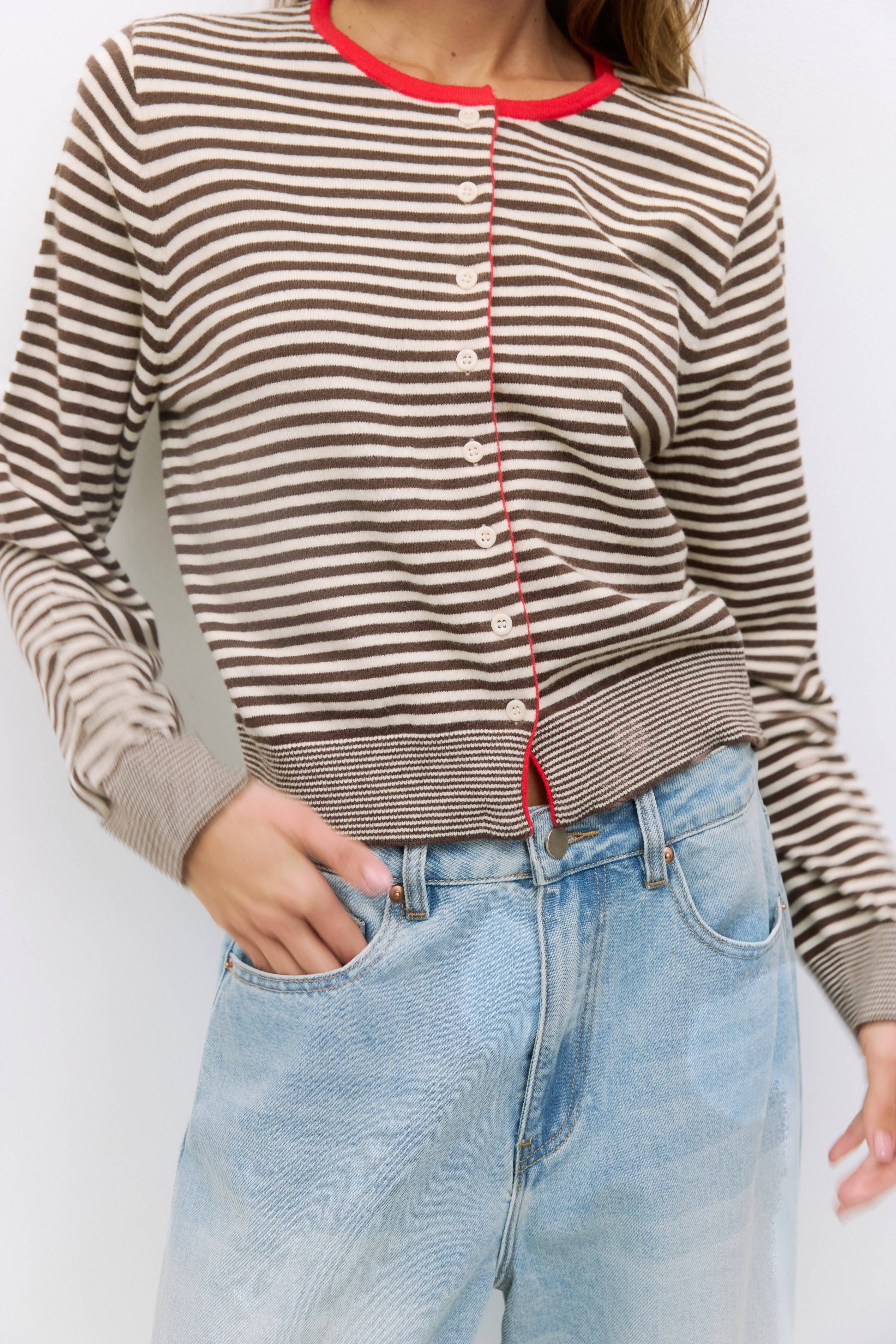 MOD REF - Wholesale Cardigan - Women's - The Montana Cardigan | Striped Button-Down Cardigan32