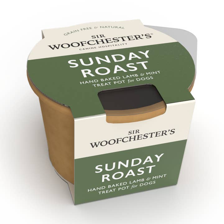 Sunday Roast Treat Pot · Hand-Baked Lamb & Mint Dog Treats for wholesale by Sir Woofchester’s