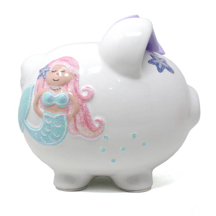 Handpainted Mermaid Piggy Bank for wholesale by Child To Cherish®