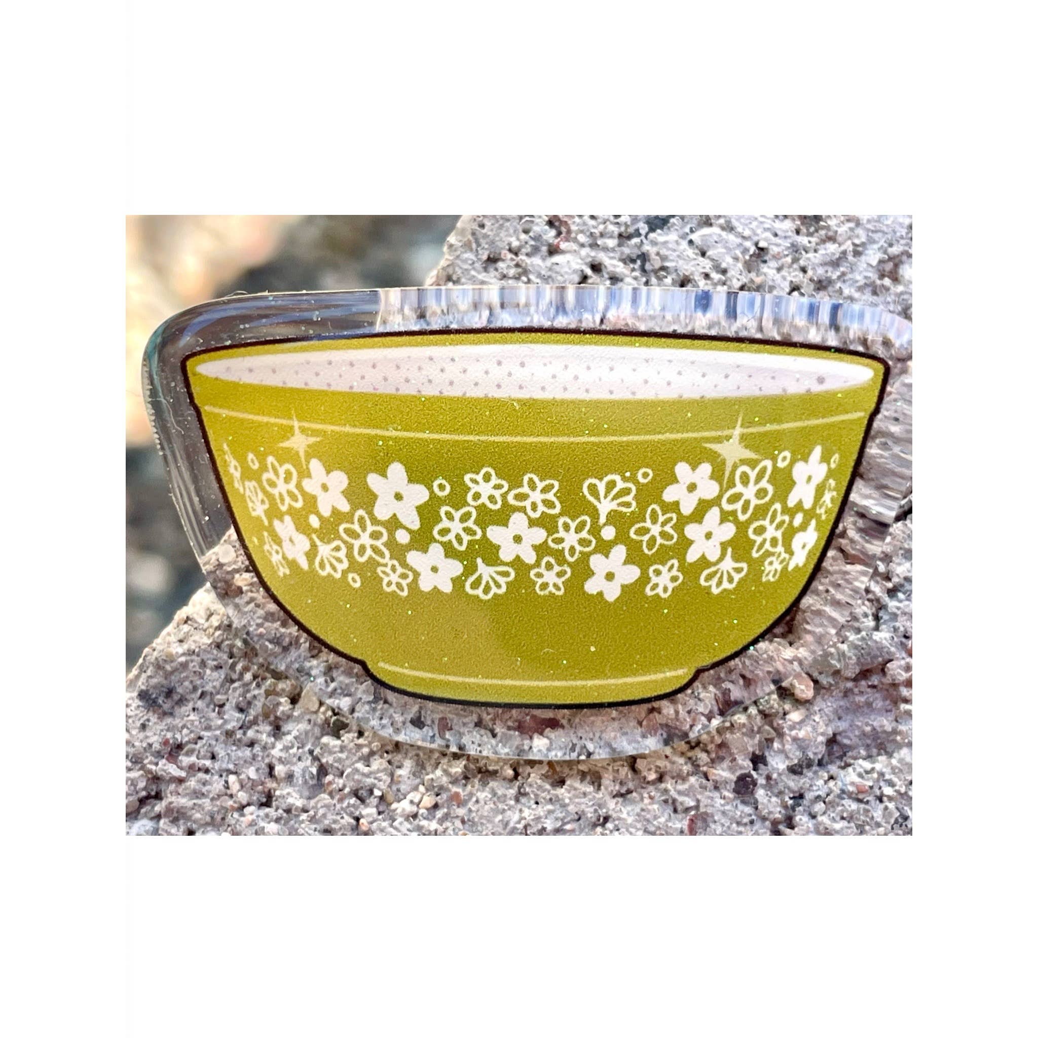 ModMoxGoods - Wholesale Brooch - PINS - vintage Pyrex theme acrylic with glitter Bar pin2