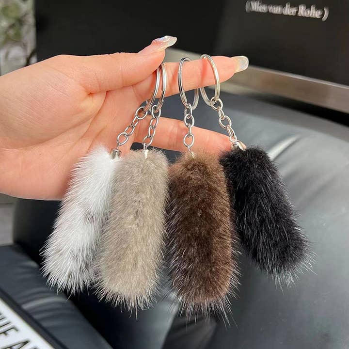 MINI CUTE PLUSH TAIL CAR KEYCHAIN BAG PENDANT_CWMM2537 for wholesale by ACCITY