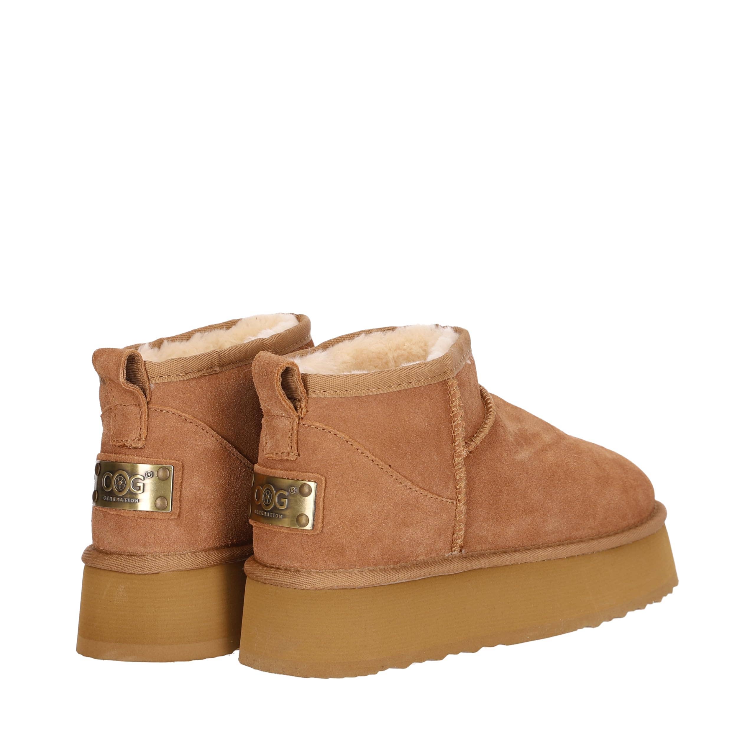 Cammello OB5888 OOG Stivali da donna in pelle con pelliccia di teddy Camel in vendita all'ingrosso su Faire0