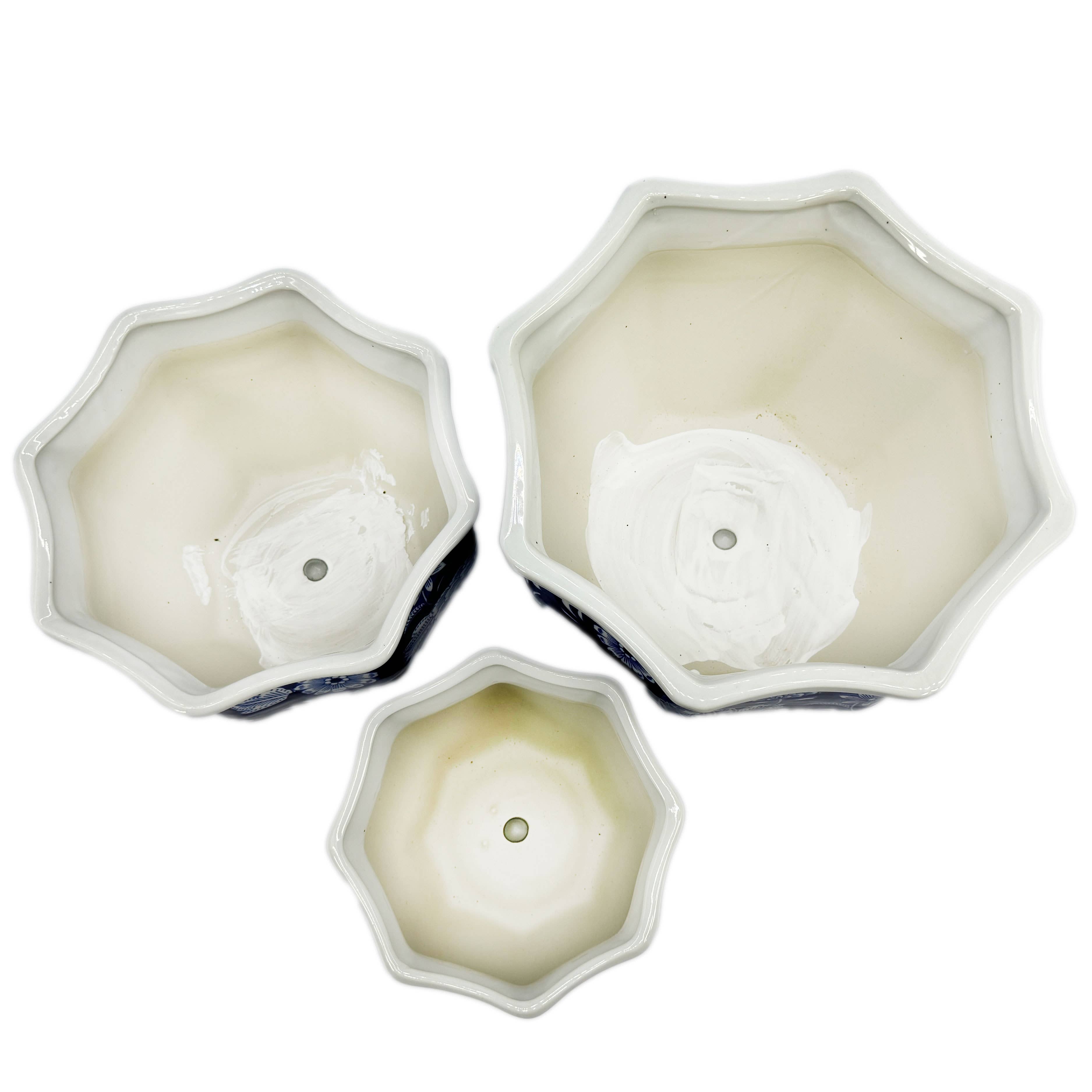 Galt International Company - Vendita all'ingrosso Vasi per piante - Set di 3 vasi per fioriere in ceramica Chinoiserie, 7,5"/10"/13"15