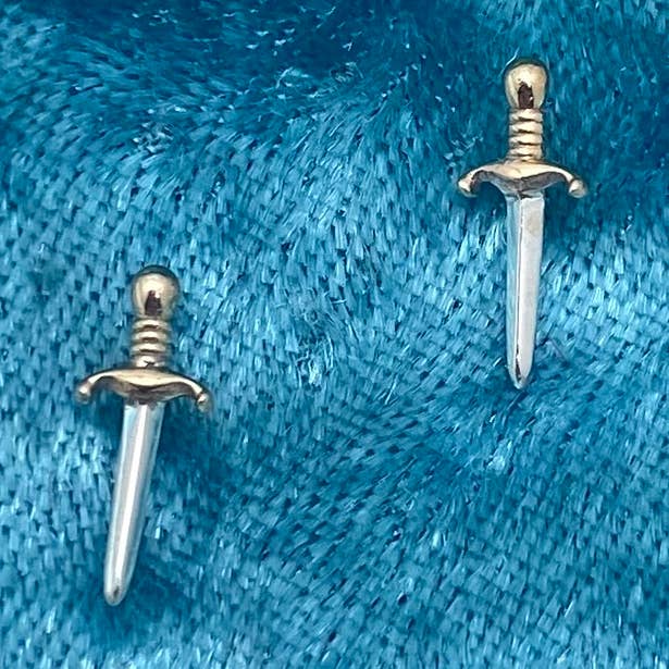 Silver and bronze mini dagger post earring for wholesale by Elizabeth Jewelry