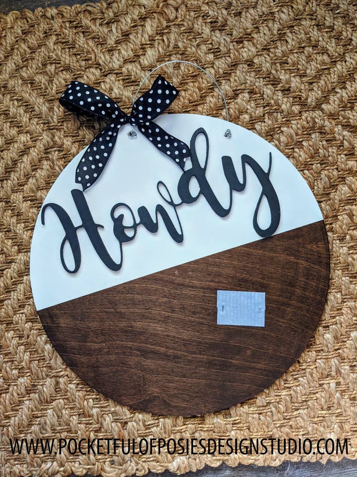Half Block Howdy Interchangeable Door Hanger (For Attachments) for wholesale by Pocketful of Posies