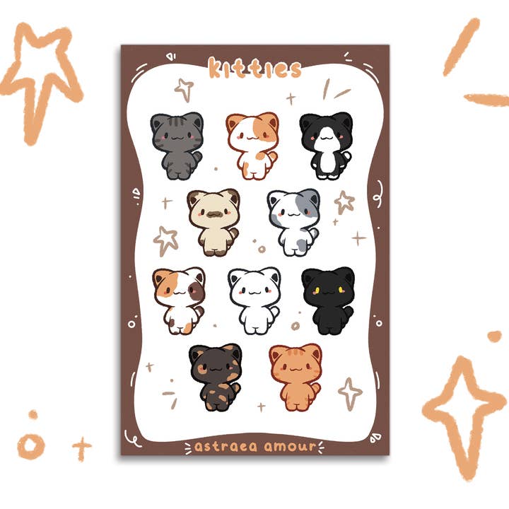 Hoja de pegatinas para gatitos para venta al por mayor de Astraea Amour