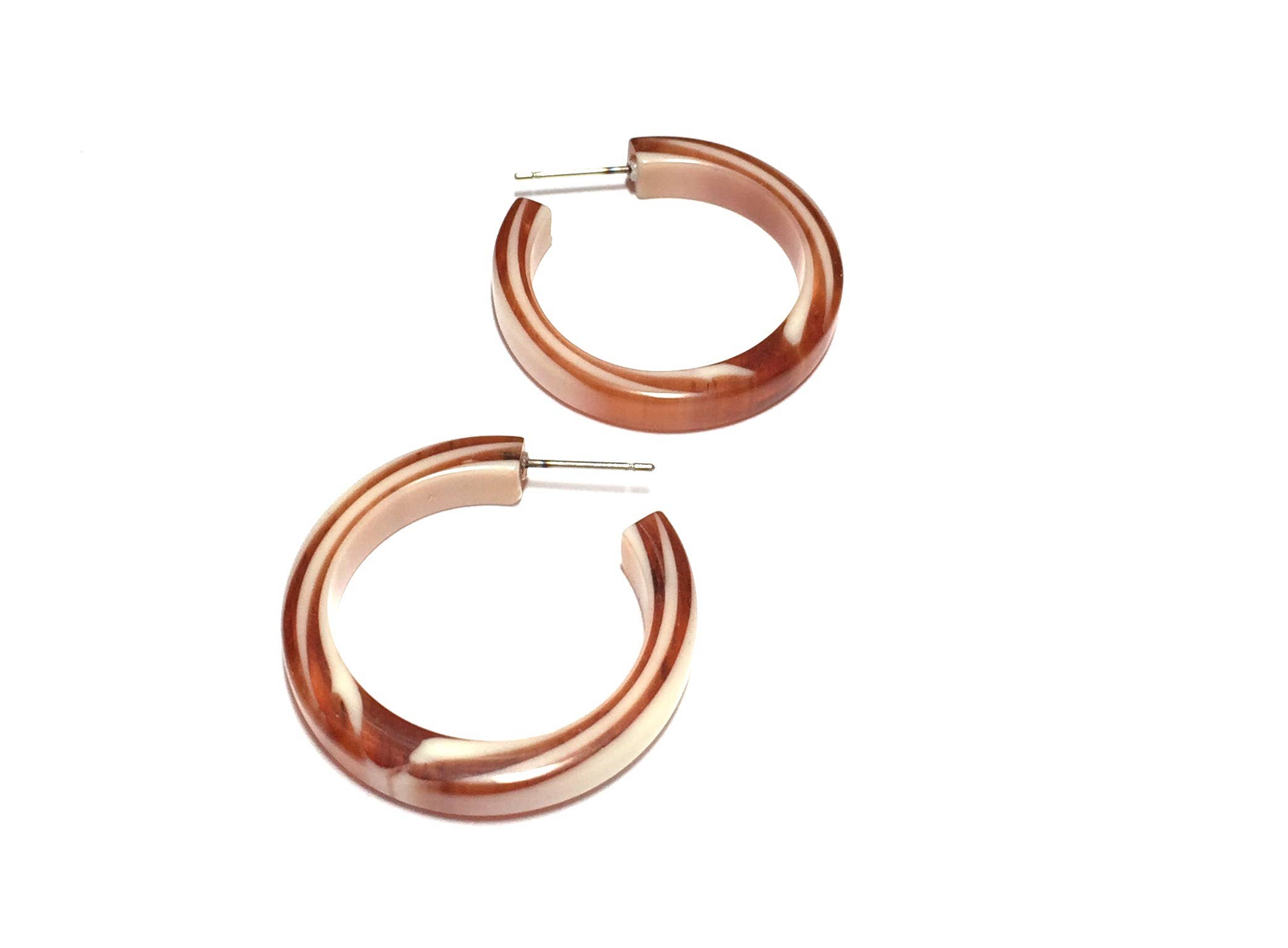 Leetie Lovendale - Wholesale Hoop Earrings - Tortoise & Ivory Marbled PinUp Lucite Hoop Earrings3