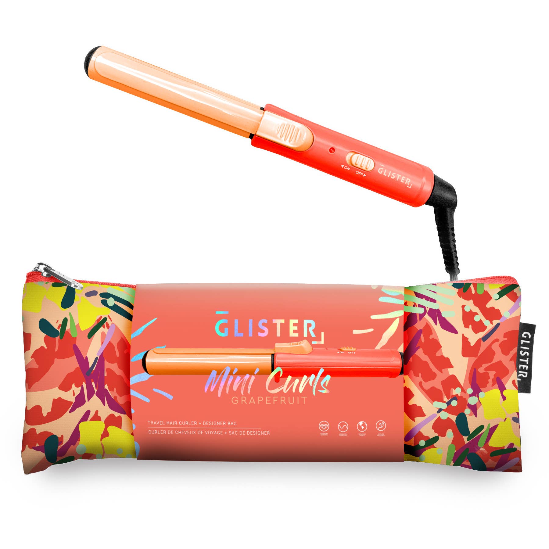 Glister – Ferro/varinha de frisar por atacado – Glister Mini Curls Modelador de Cabelo de Viagem com Molas + Bolsa Designer3