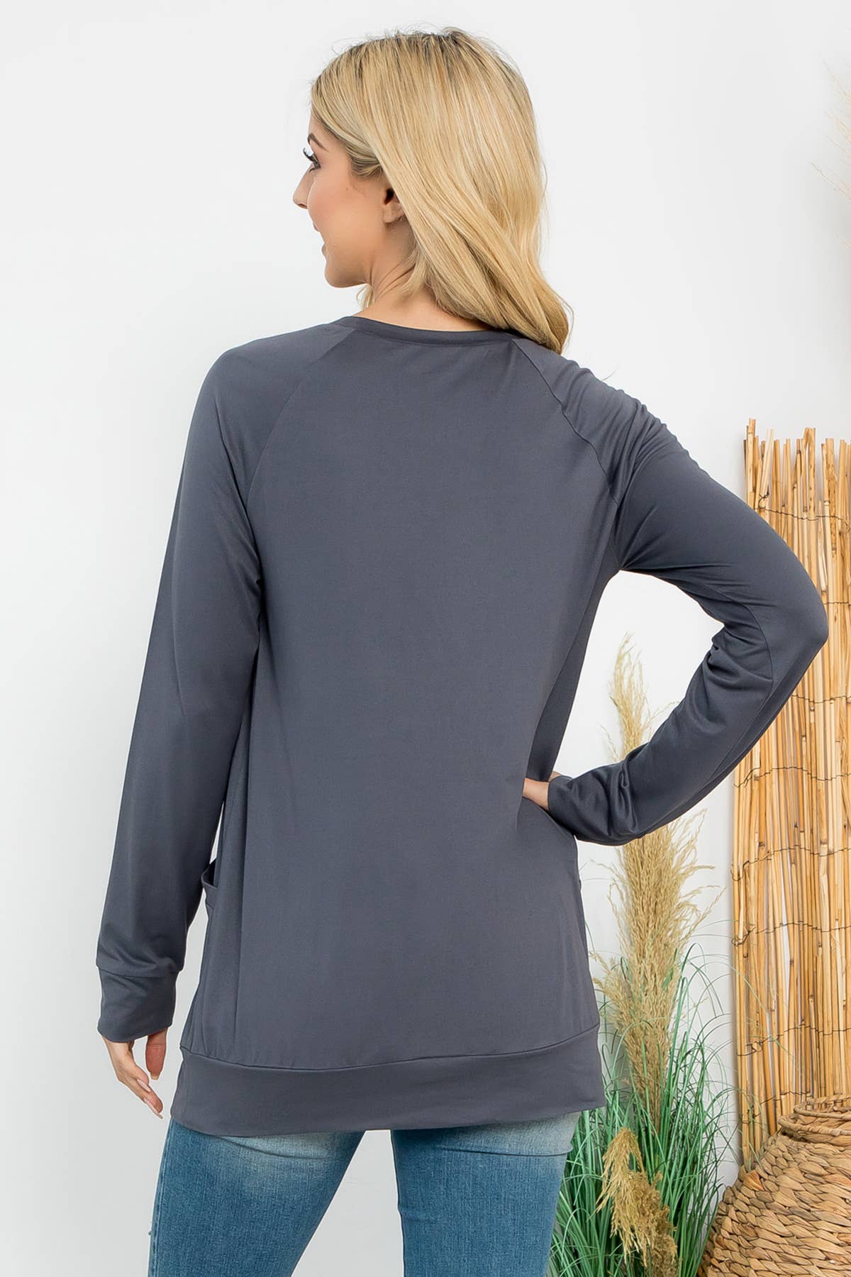 You & Me – Túnica - Mulher por atacado – YMT20003XV-PLUS TAMANHO MACIÇO BOLSO FRONTAL DE MANGA COMPRIDA36