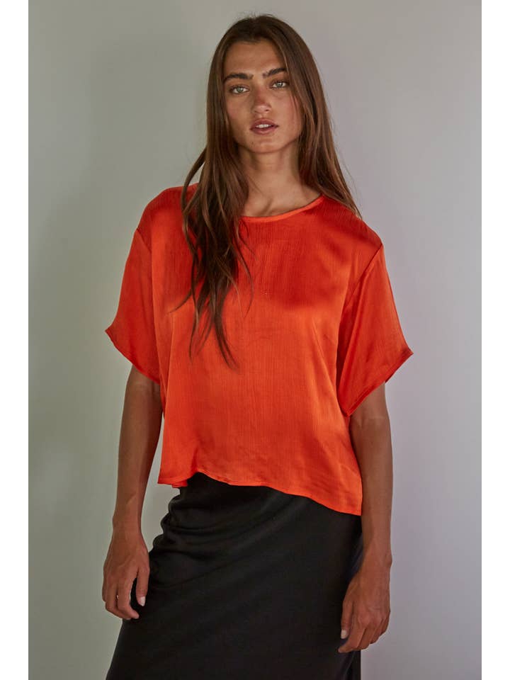 By Together - Wholesale Blouse - Women's - L7452 | Woven Cupro Viscose Rayon Short Sleeve Top3
