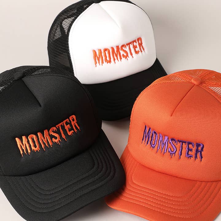 Momster Letter Embroidered Mesh Back Trucker Hat for wholesale by Fashion City