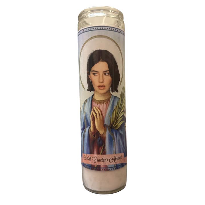 Gracie Abrams Devotional Prayer Saint Candle for wholesale by The Luminary and Co.