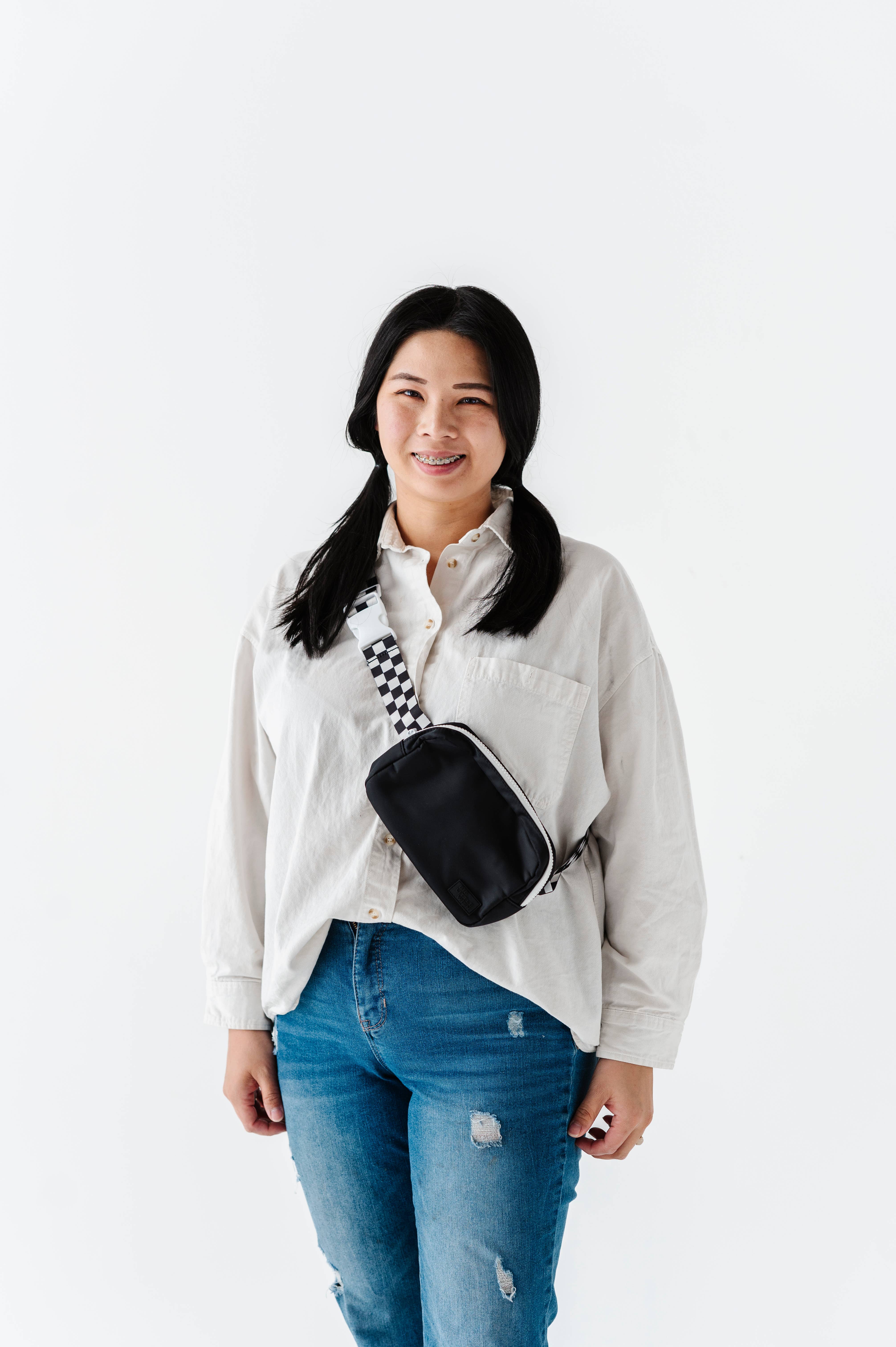 Big Little Wish - Wholesale Belt Bag - Women's - Checkered Strap Fanny Pack 5