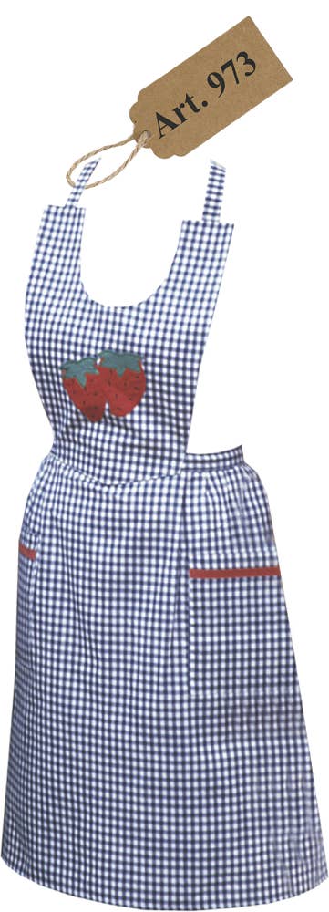Multicolored Apron with embroidered strawberry 973 for wholesale on Faire