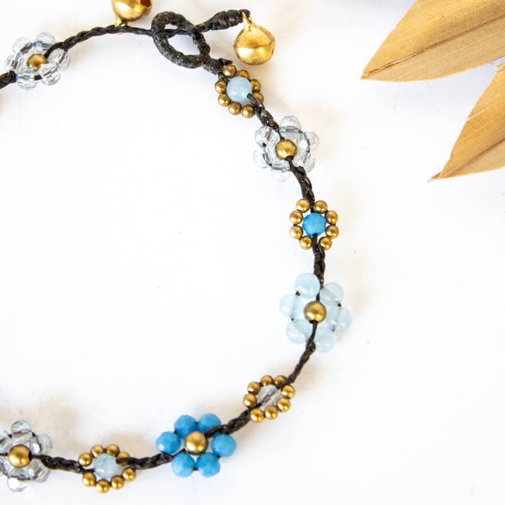 Bali Queen - Wholesale Anklet - Crystal Flower Anklet 5 Pack5