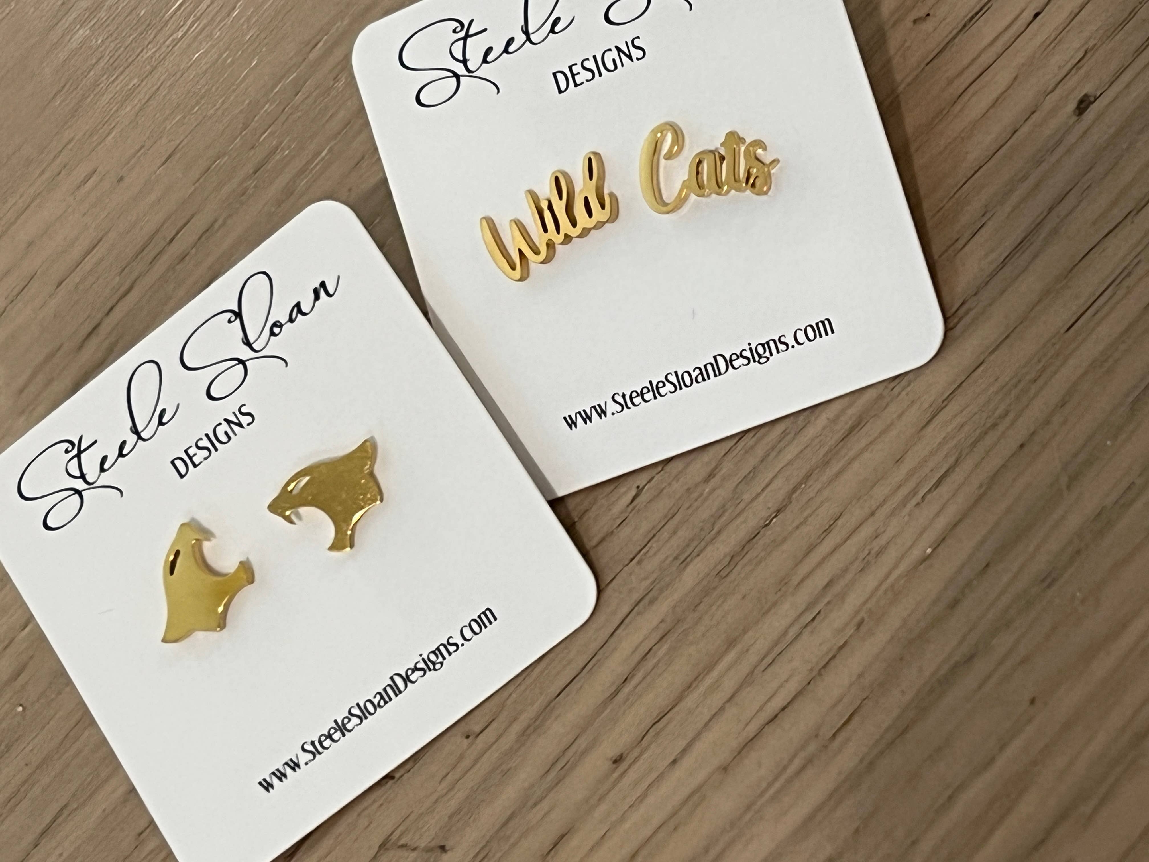 Steele Sloan Designs - Wholesale Stud/Post Earrings - Cute Wild Cat Name Earrings, Gift for Wildcat Fan, Go Cats!4