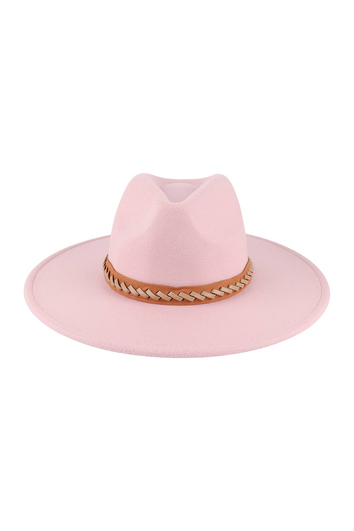 Pink Irene Wholesale - Wholesale Fedora - Women's - FELT FASHION BRIM HAT WITH LEATHER BRAIDED TRIM9