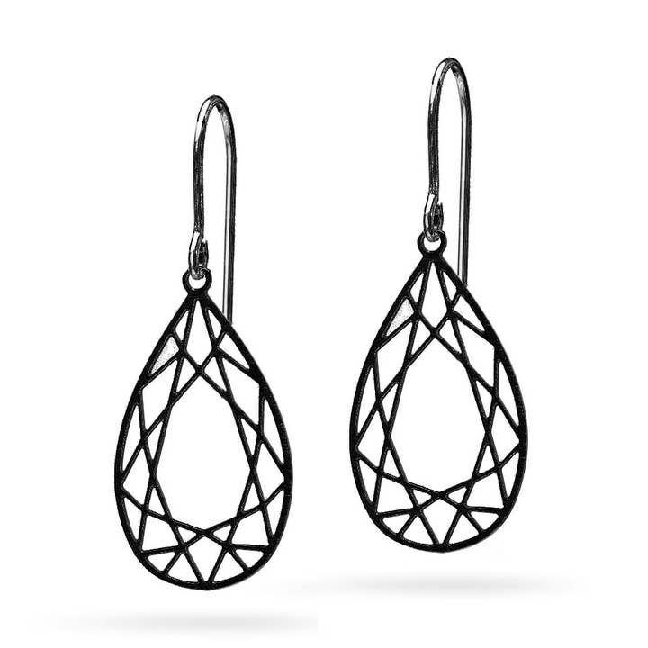 “Diamondcut drop” earrings | black for wholesale by KOSAE