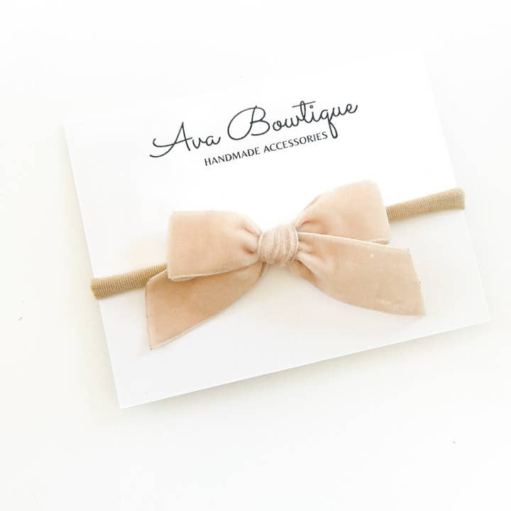 Champagne Velvet Bow-hoofdband - Champagne Bow-hoofdband voor wholesale door Ava Bowtique