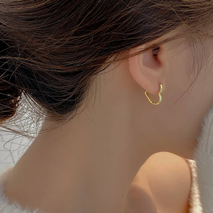 happyzzzsu – wholesale Hoop-örhängen – Hoop-örhängen i sterlingsilver sött hjärta