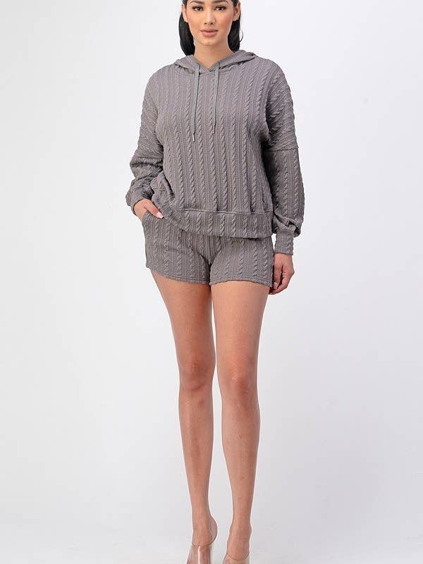 Pull épais, ensemble de 2 pièces, haut à capuche 4957SET-A pour la vente par SHOP17