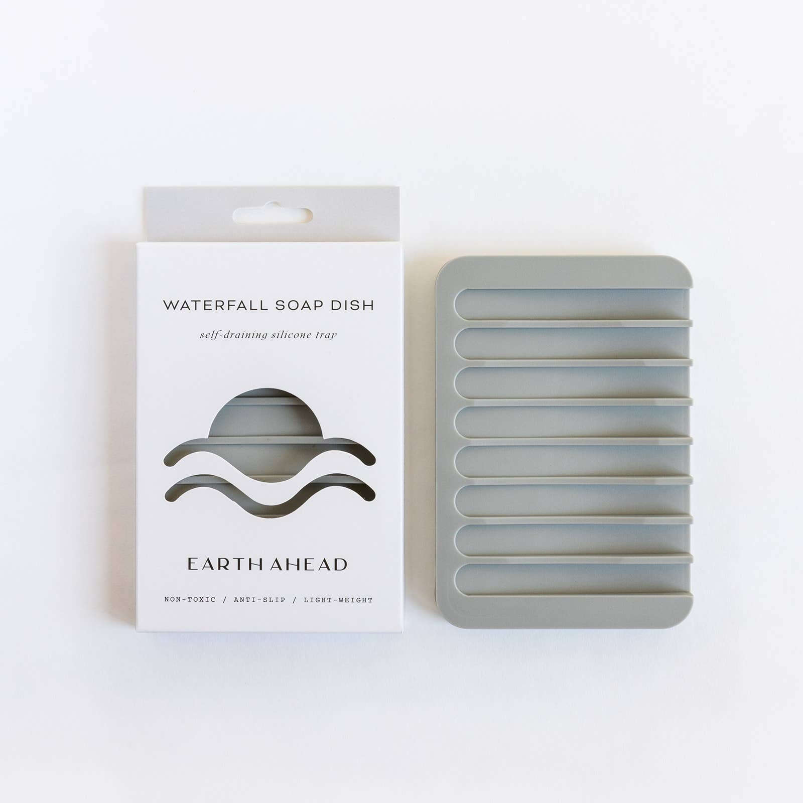 Earth Ahead - Wholesale Kitchen Soap Dish - Waterfall Silicone Soap Dish - Stone Grey
