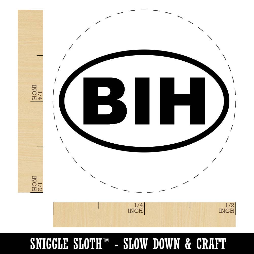Sniggle Sloth - Wholesale Rubber/Decorative Stamp - Bosnia and Herzegovina BIH Euro Oval Rubber Stamp for Stamping Crafting Planners0