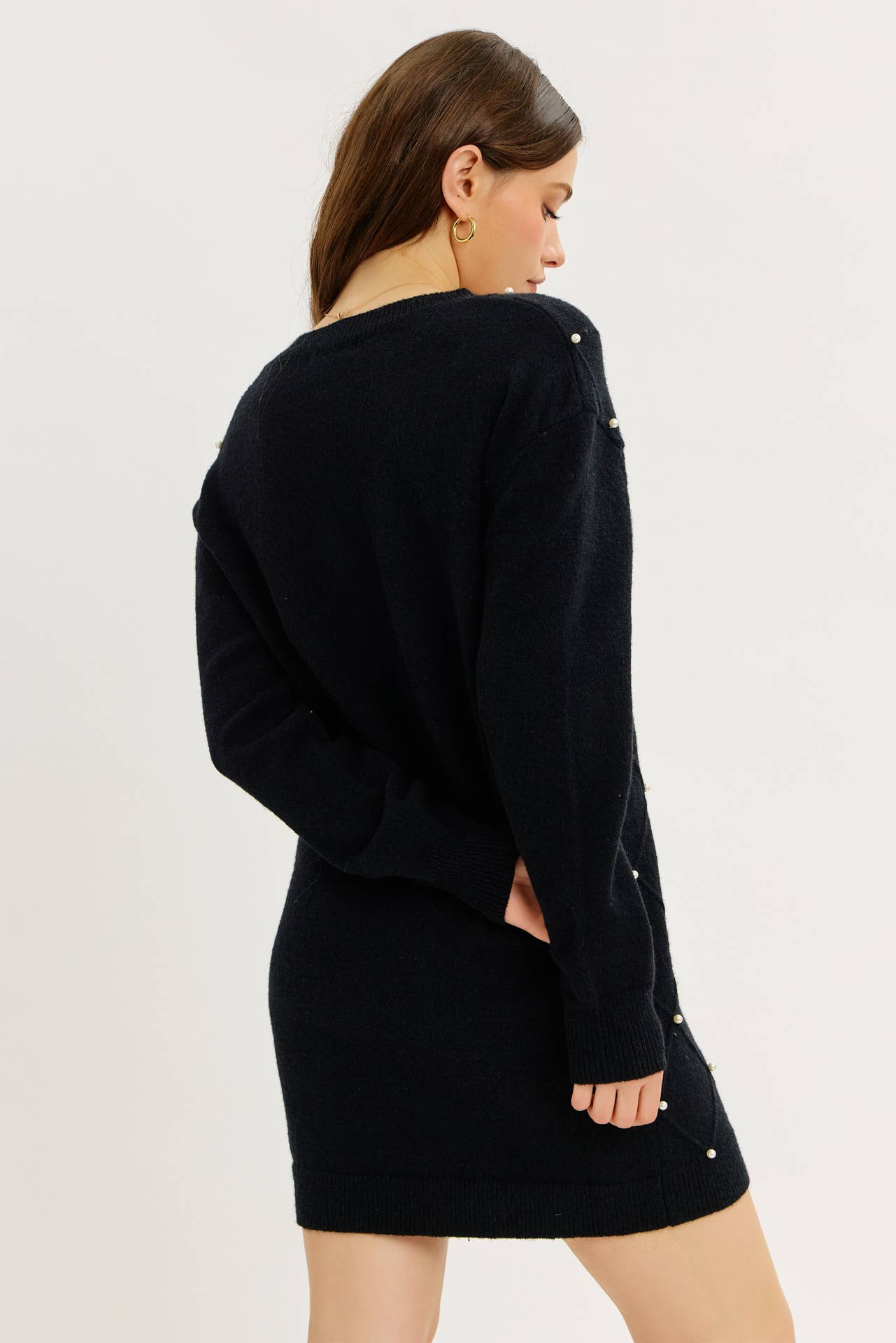 idem ditto - Wholesale Dress - Women's - GLAM MEETS COZY COMFORT PEARL SWEATER MINI DRESS3