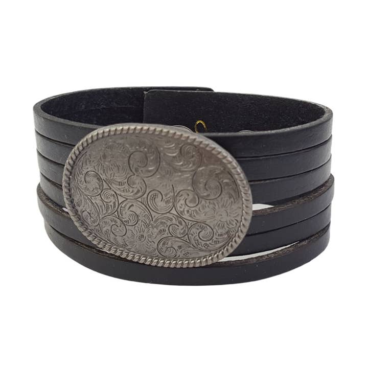 Axesoria West - Wholesale Cuff bracelet - Genuine Leather Cuff with Western Concho0