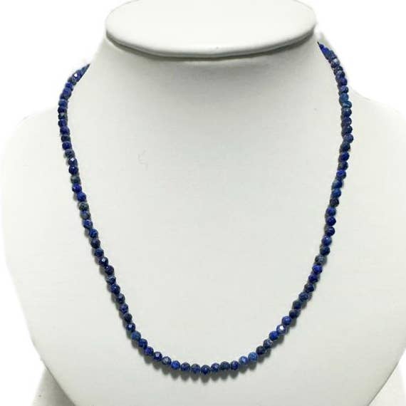 Afghanistan lapis lazuli necklace AA (faceted beads 3-4mm) - 45cm for wholesale by La Boîte à Cailloux