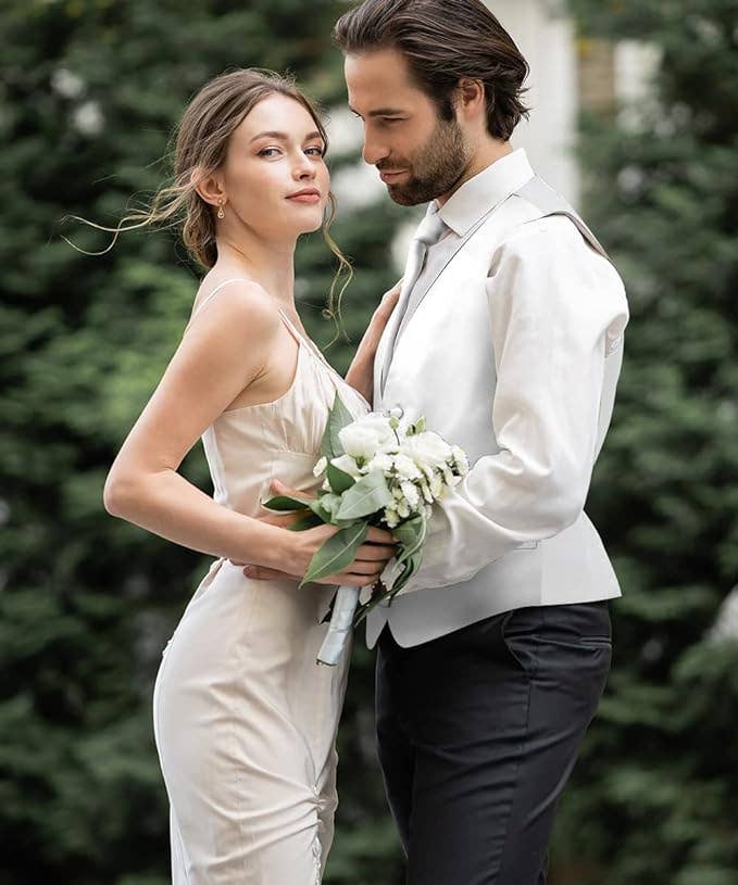 Dubal Brothers - Wholesale Suit Vest - Men's - Vittorio Farina Solid Satin Vest Set (White Back) Var. 02 (Mustard-Yellow)40