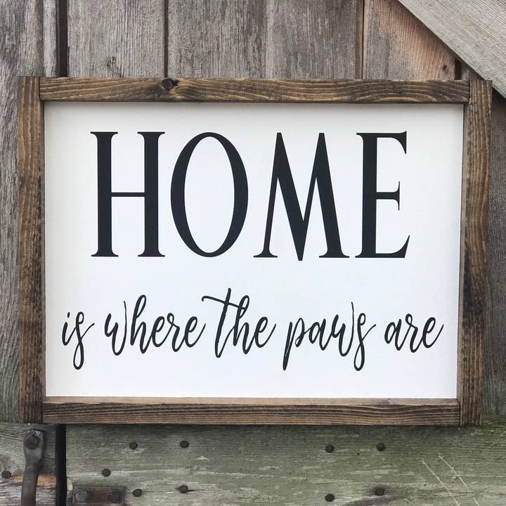 Home is Where the Paws Are Wood Sign, Dog Sign Décor for wholesale by Gray Barn Creations