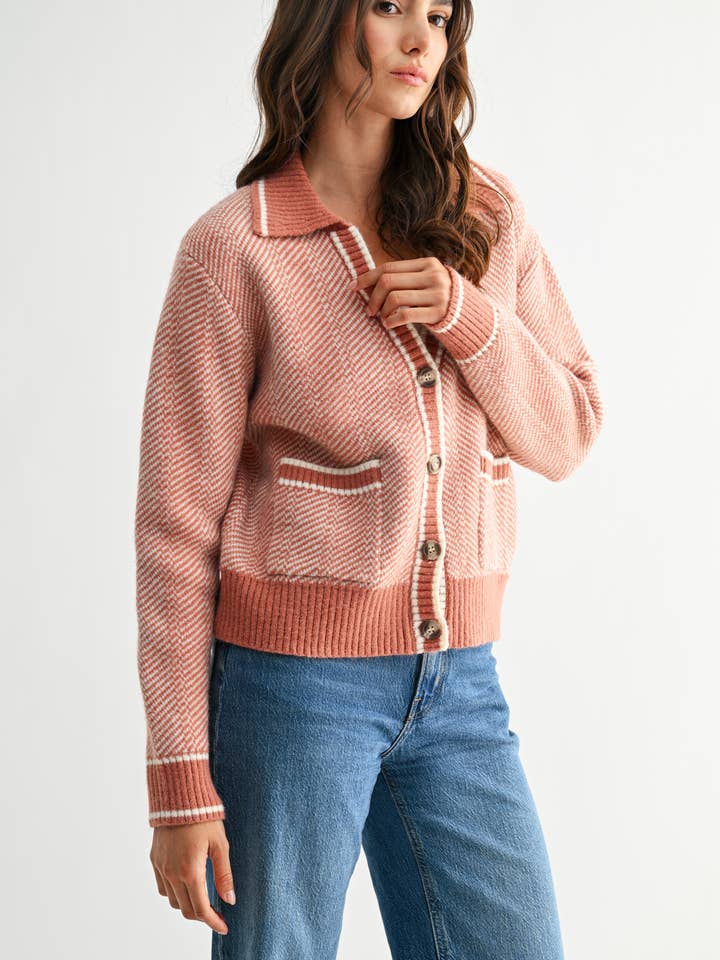 Camellia - Wholesale Knit Sweater - Women's - CW10236E HERRINGBONE KNIT CARDIGAN16