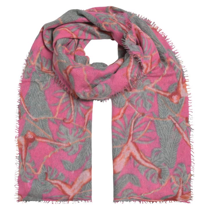 Cashmere Scarf Monkey-cs in Raspberry for wholesale by cute stuff GmbH